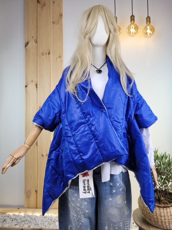 Two-sided oversized gray-cobalt jacket - Wendy Trendy