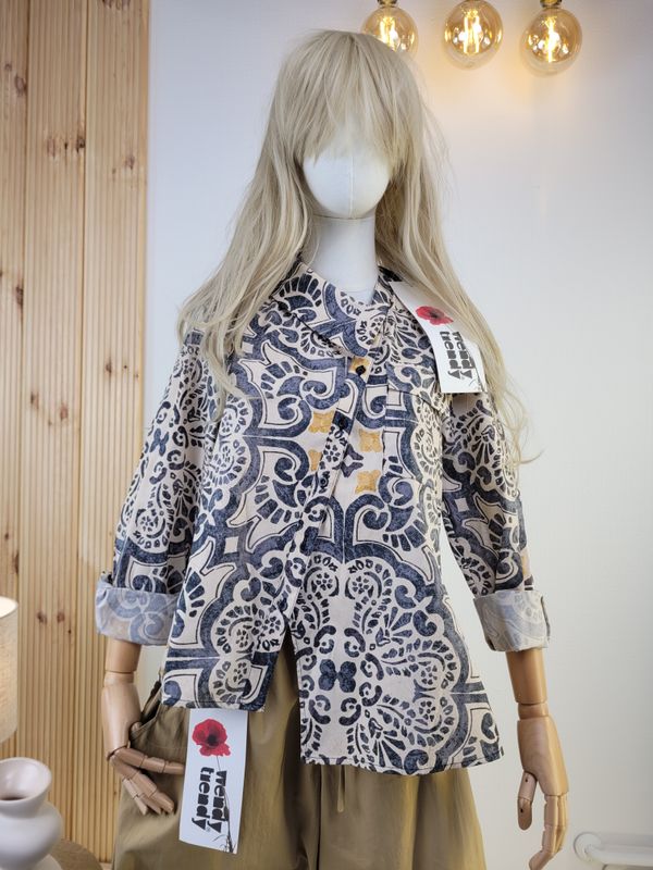 Wendy Trendy Shirt with Print and Semi-Collar