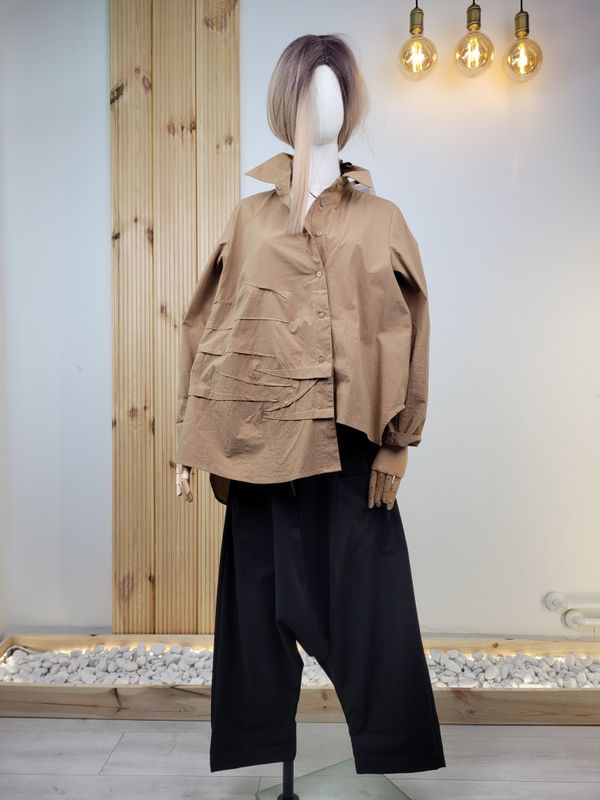 Asymmetric Shirt with Diagonal Fastening Wendy Trendy