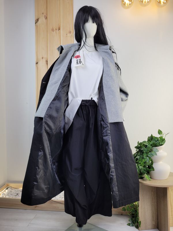 Long designer coat with hood and double sleeves – Wendy Trendy