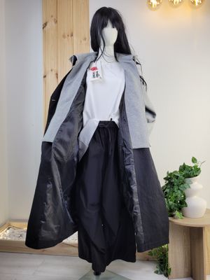 Long designer coat with hood and double sleeves – Wendy Trendy
