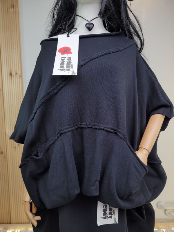 Grey Sweatshirt with Contrast Seams - Wendy Trendy