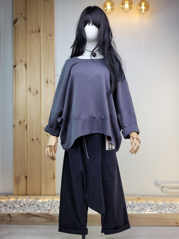 Szara bluza z rękawami nietoperz - Wendy Trendy