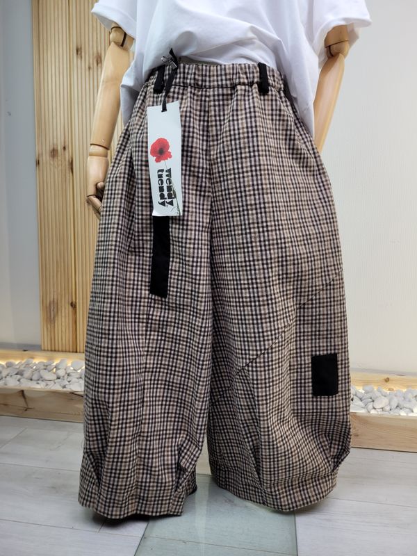 Wide Micro-Check Trousers - Wendy Trendy