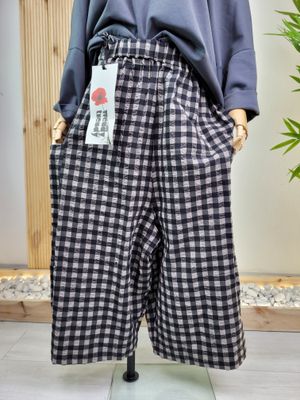 Checked Barrel Trousers - Wendy Trendy