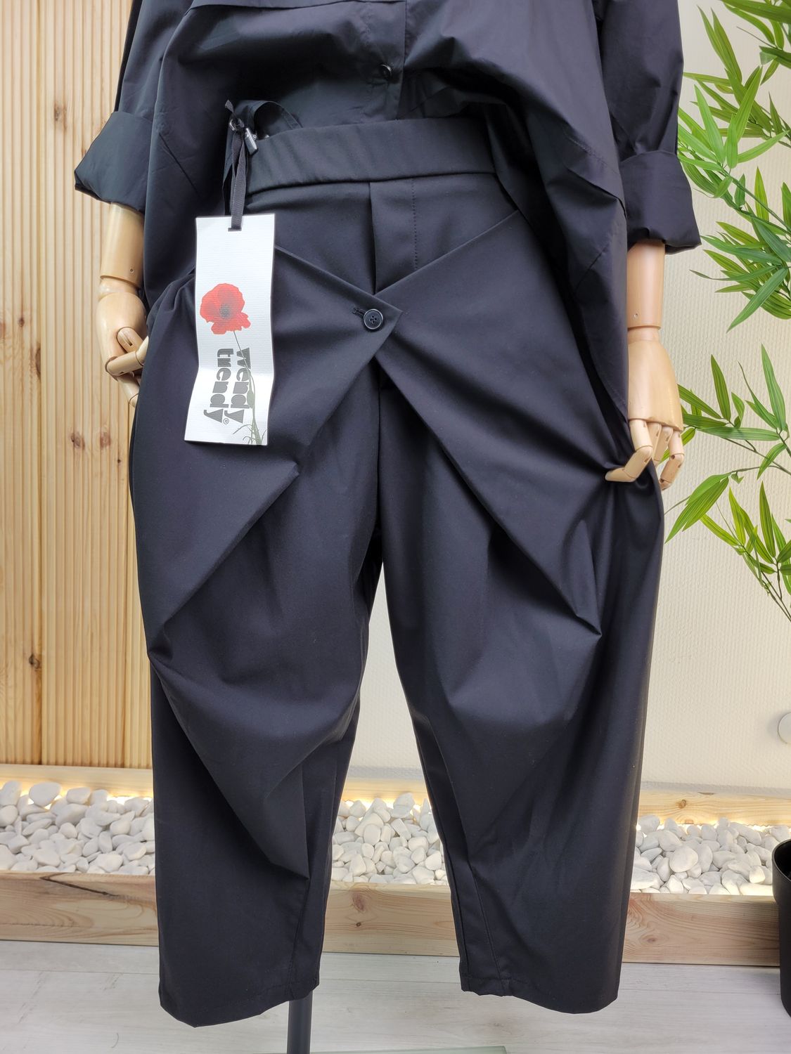 Barrel Trousers with Wrap Front - Wendy Trendy