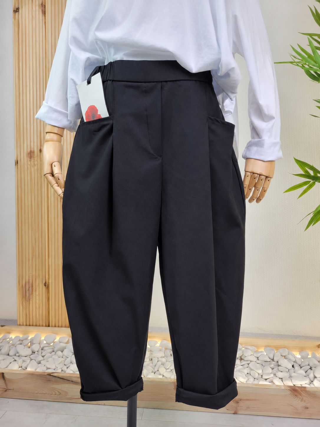 Pleated Trousers with Panel Pockets - Wendy Trendy