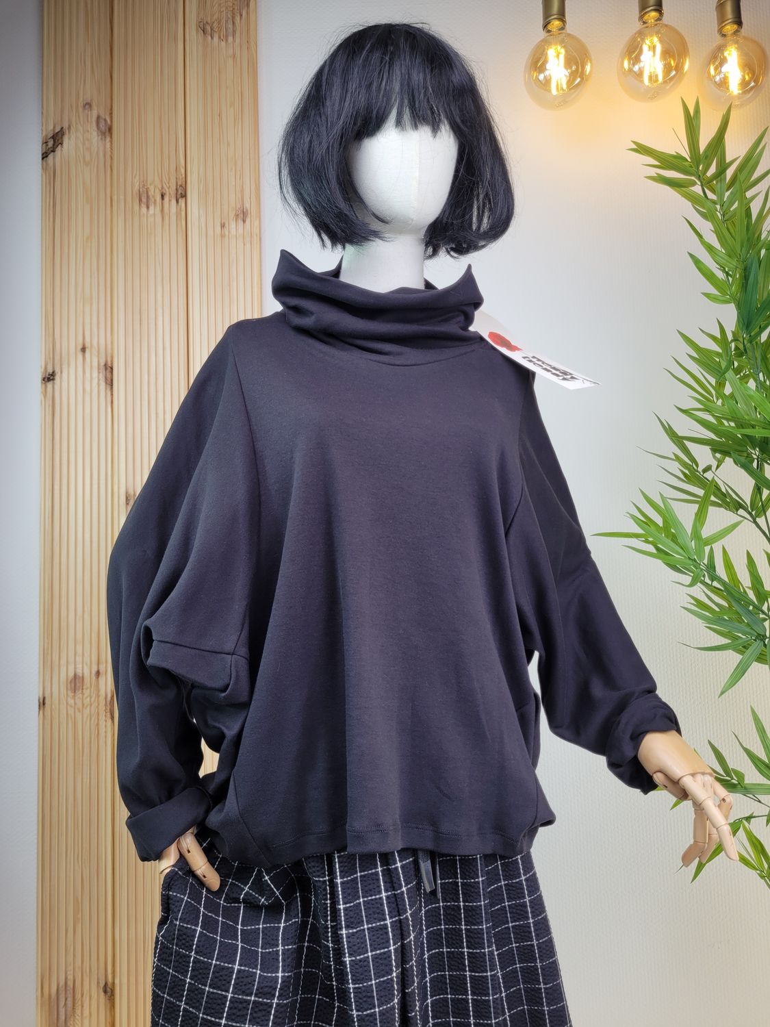Asymmetric Turtleneck Sweatshirt - Wendy Trendy
