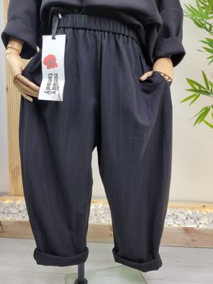 Barrel Trousers with Subtle Pinstripes - Wendy Trendy
