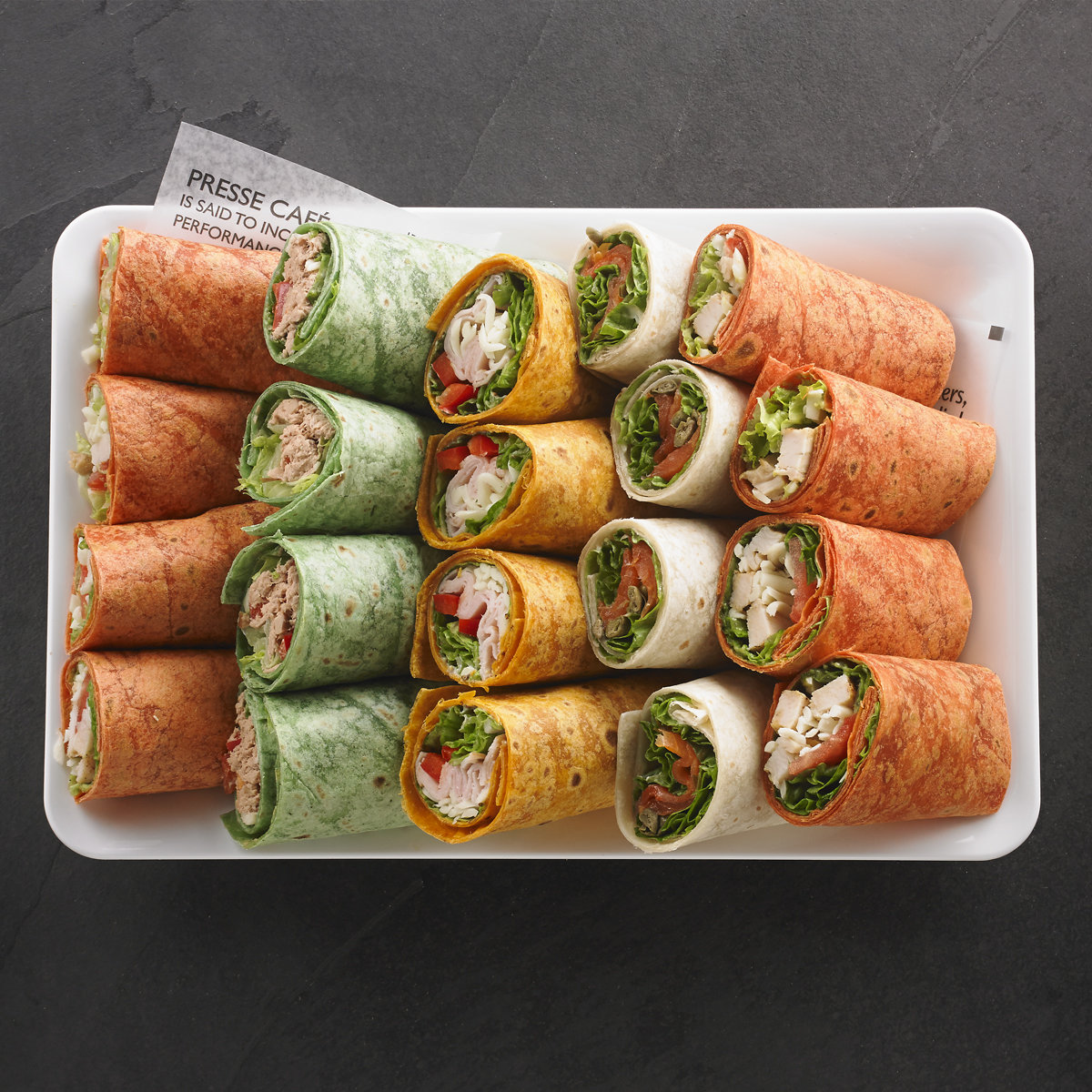 Plateau de wraps assortis pour 8 personnes / Prix par personne 9,95$