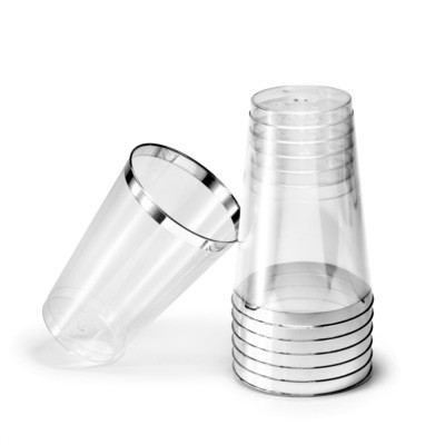14 oz Heavy Duty Tumblers, Silver Rimmed