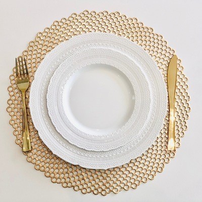 Mosaic Design- Gold - Round Pressed Vinyl Placemat