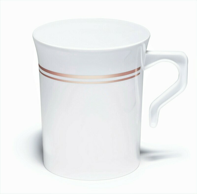 8 oz Coffee Mug White &amp; Rose Gold line