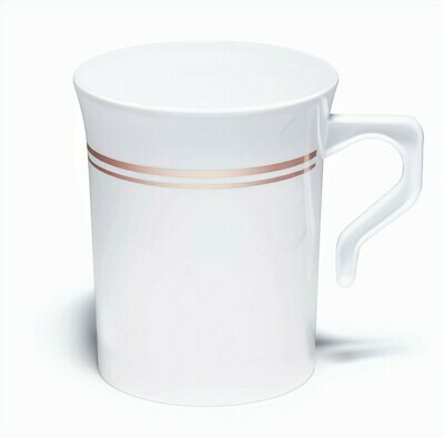 8 oz Coffee Mug White &amp; Rose Gold line