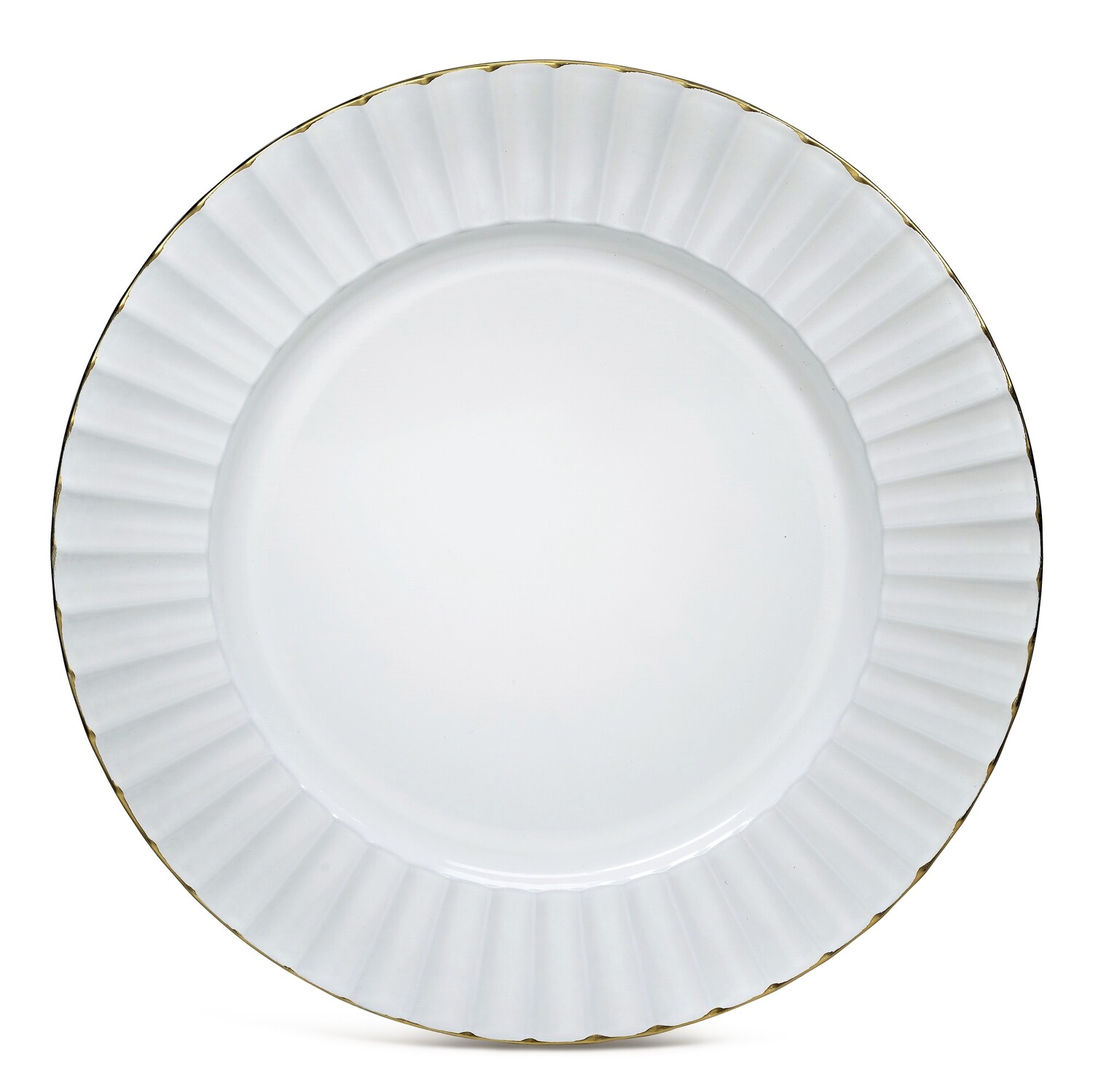 13'' Blossom Design Charger Plate, White &amp; Gold - 20 pcs