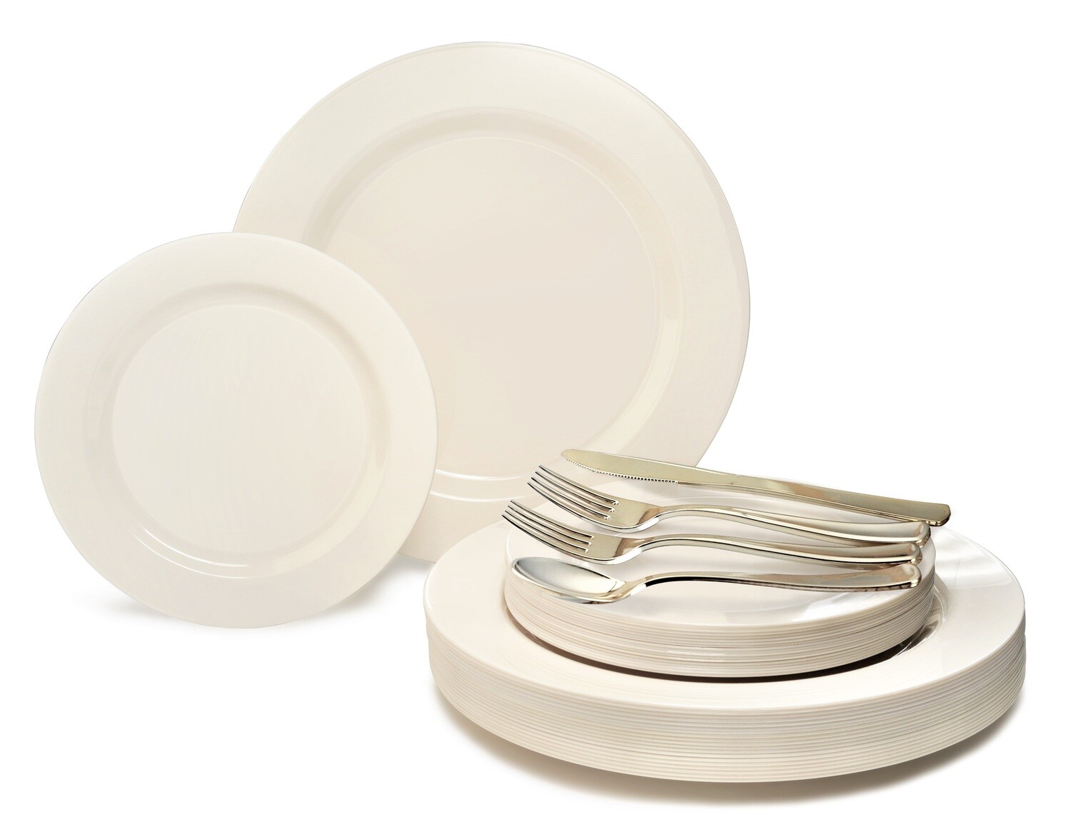 Plain Ivory + Gold Silverware