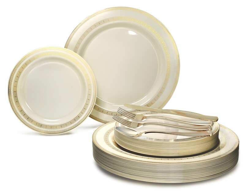 Lace Ivory &amp; Gold + Gold Silverware