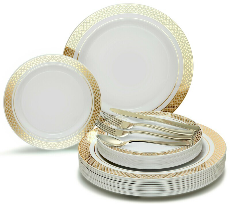 Celebration White &amp; Gold + Gold Silverware