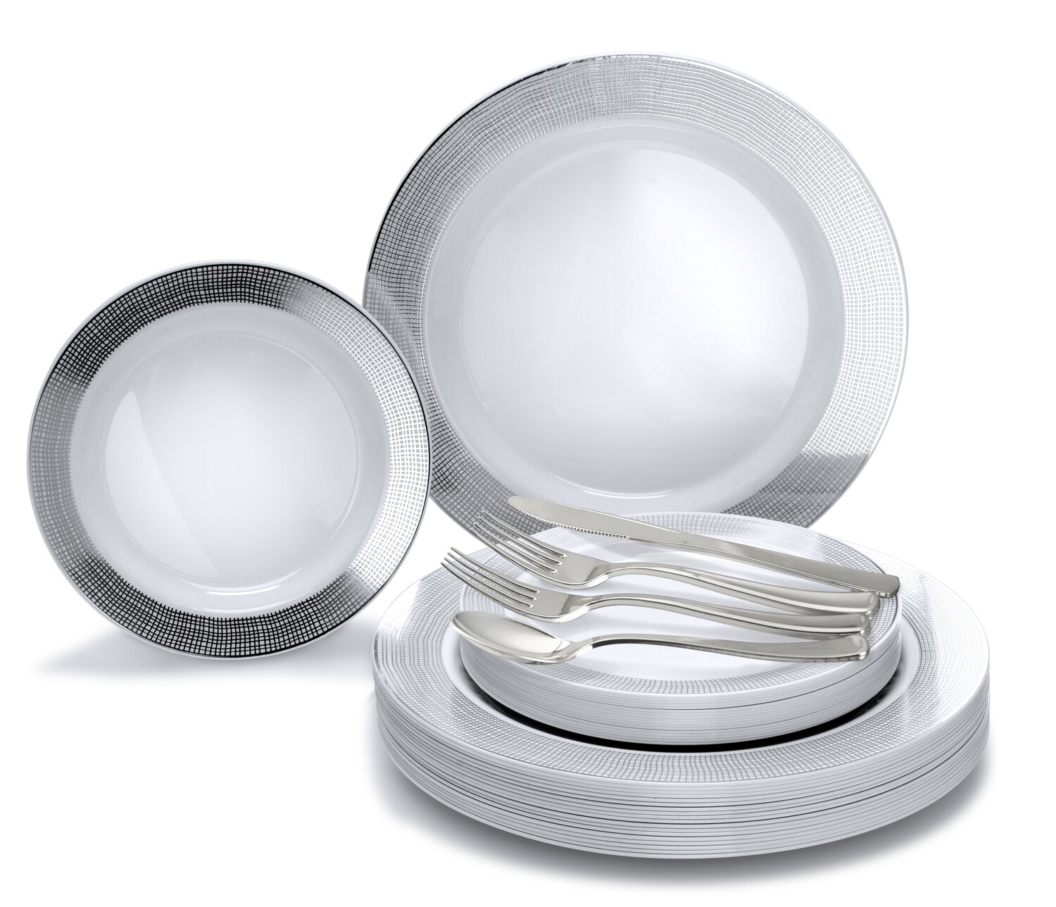 Linen White &amp; Silver + Silver Silverware