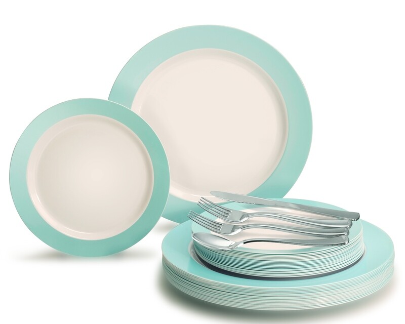 Rio in White &amp; Pearled Turquoise +Silver Silverware