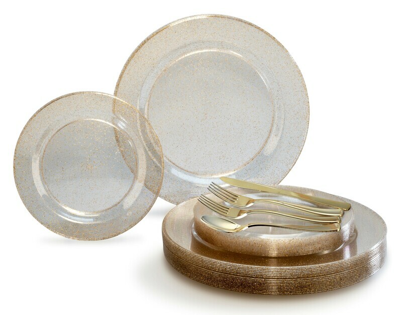 Season Clear &amp; Gold Glitter + Gold Silverware