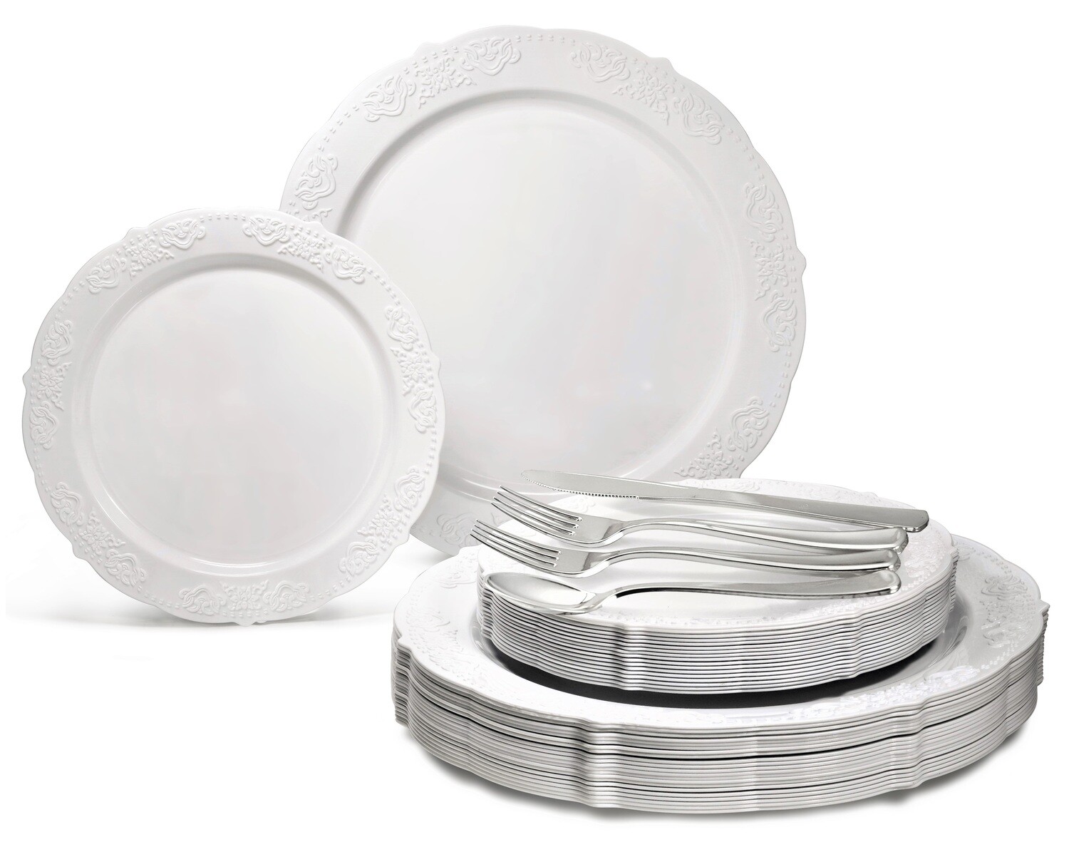 Portofino in White + Silver Silverware
