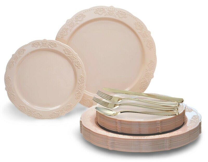 Portofino in Blush/ Antique Rose + Gold Silverware
