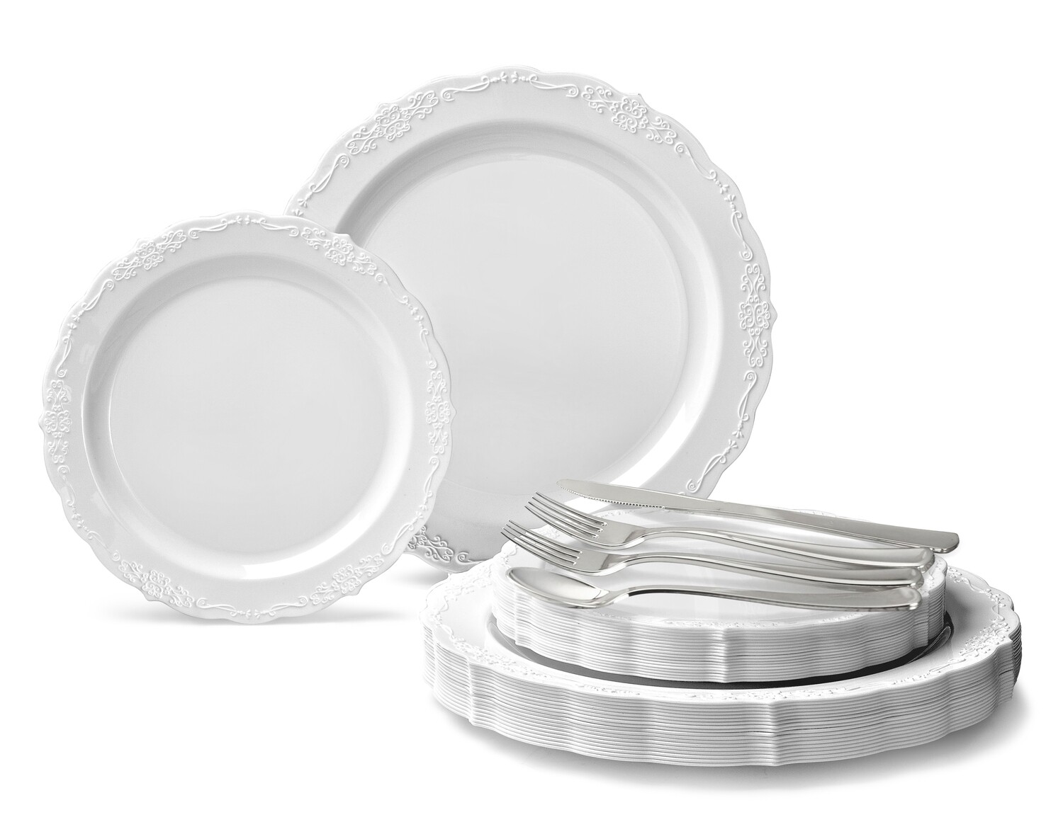 Verona in White+ Silver Silverware