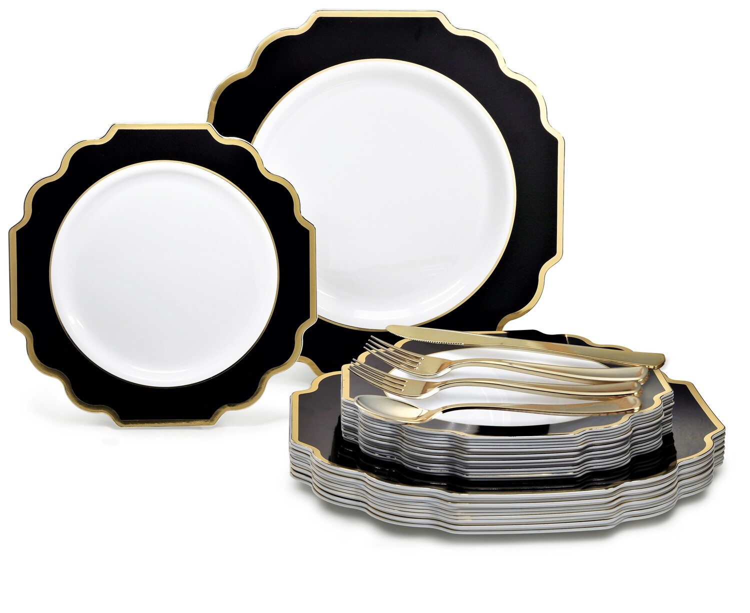 Imperial in White / Black &amp; Gold+ Gold Silverware