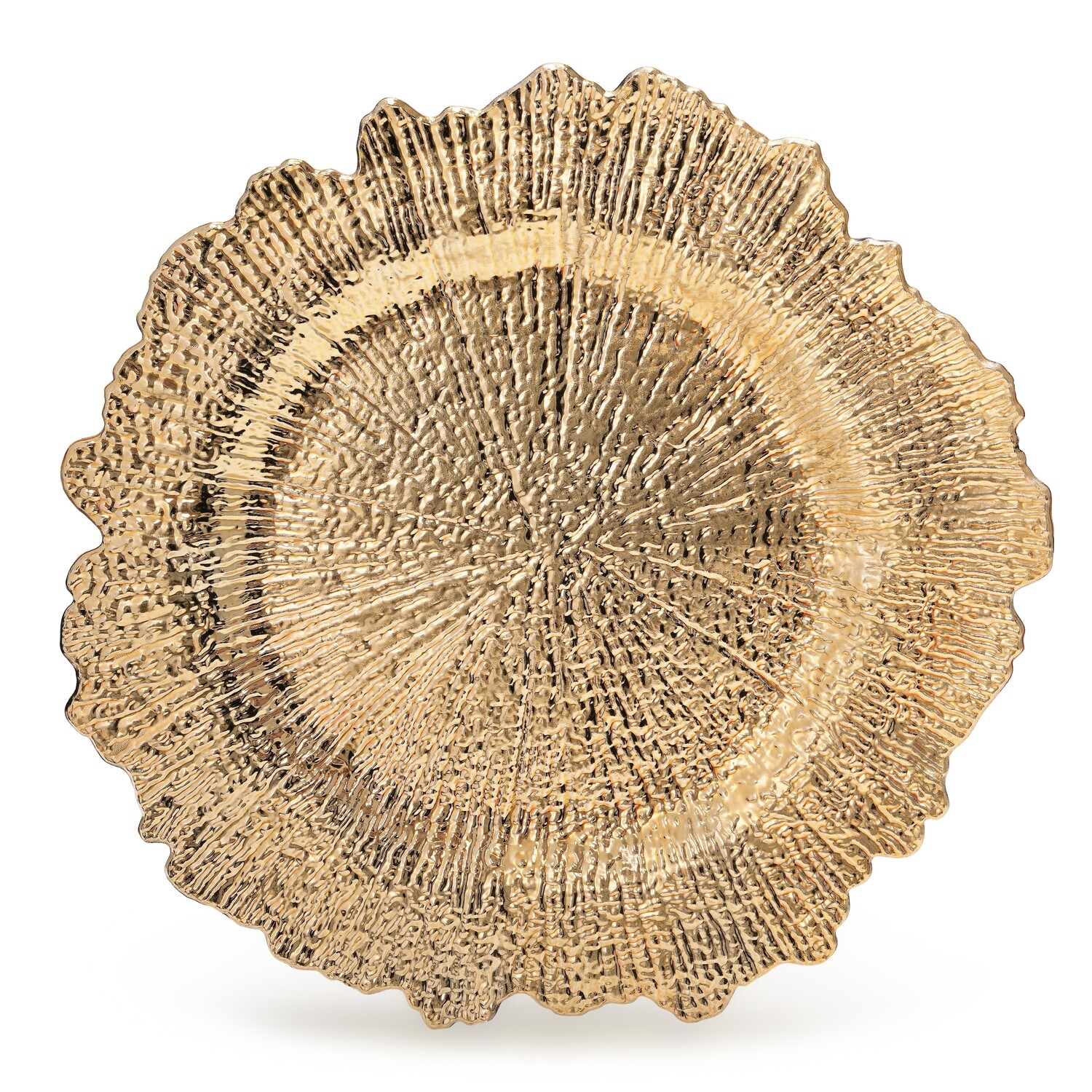 13'' Coral Design Charger Plate, Shiny Gold - 20 pcs