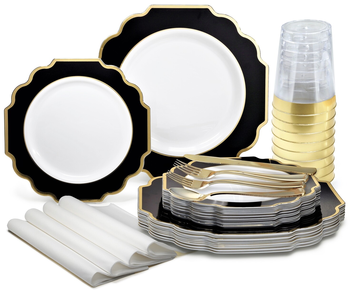 Imperial White with Black &amp; Gold - Gold Silverware