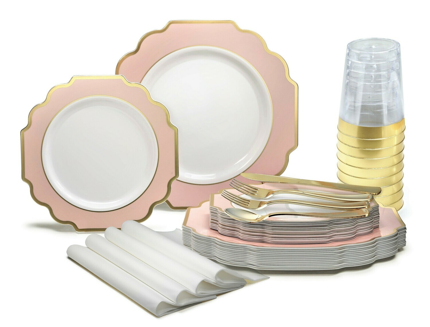 Imperial White with Blush Pink &amp; Gold - Gold Silverware
