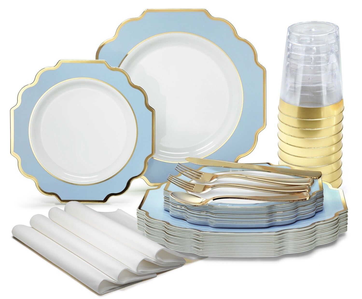 Imperial White with Blue &amp; Gold - Gold Silverware