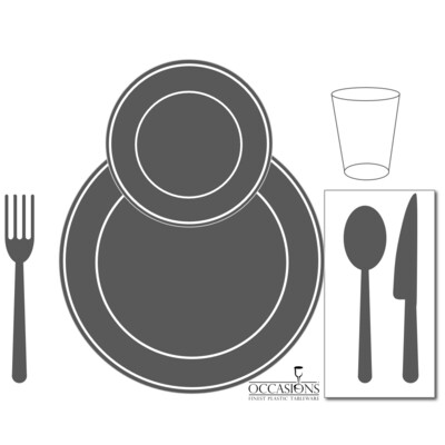 10.5&#39;&#39; + 7.5&#39;&#39; w/Silverware + Cups + Napkins