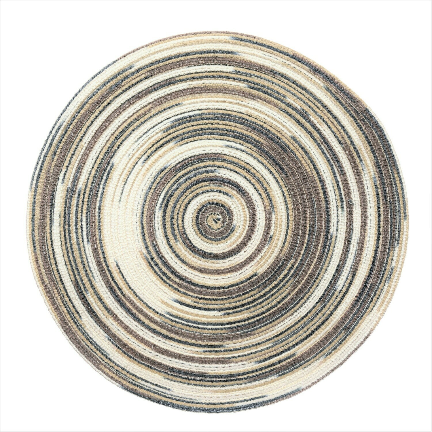 TWIST Design - Brown / Beige / Blue - Round Handcrafted Woven Polyester Placemat