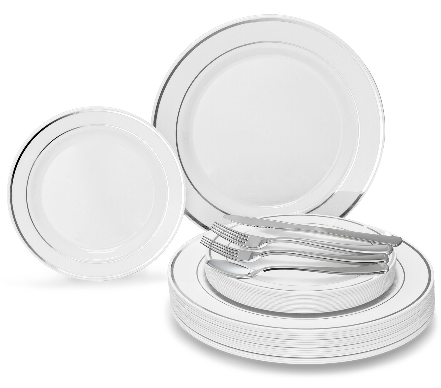 White &amp; Silver Rim + Silver Silverware