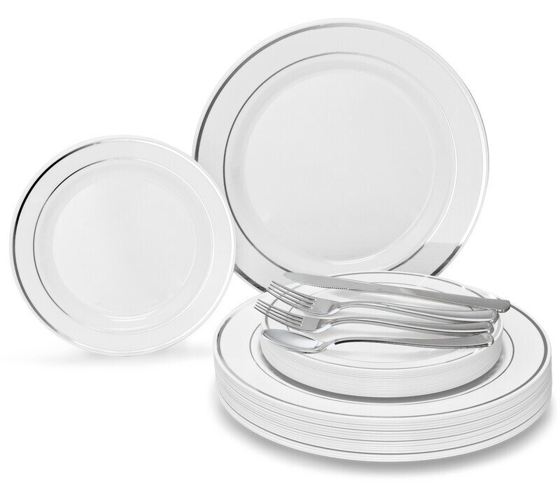 White &amp; Silver Rim + Silver Silverware