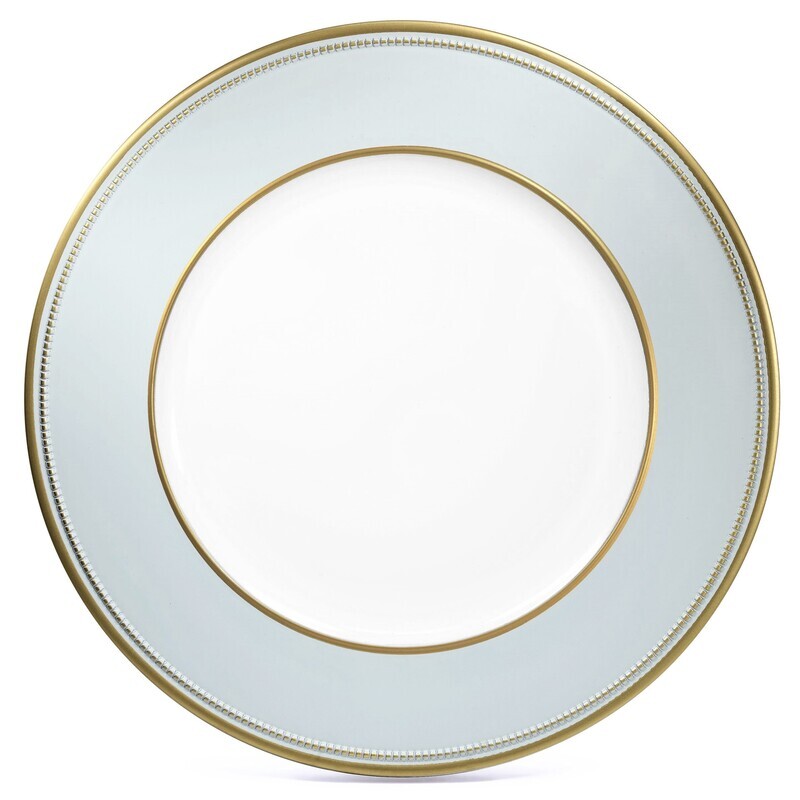 13'' Crown Design Charger Plate, Dusty Blue &amp; Gold - 1 Piece Sample
