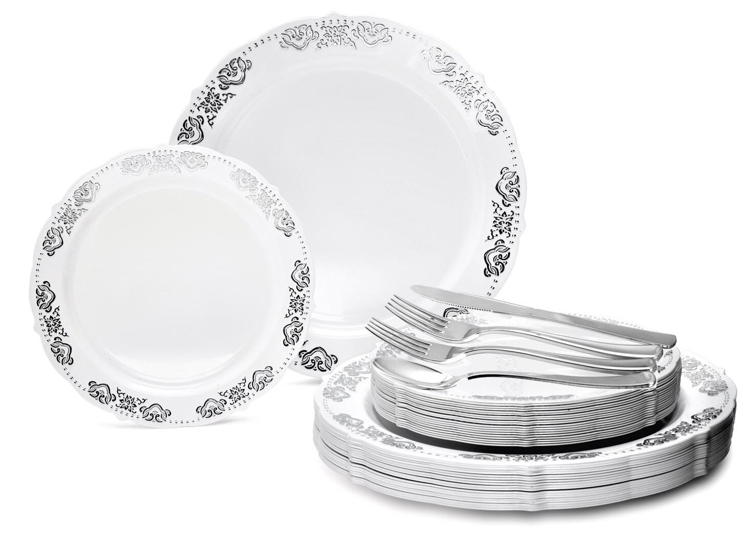 Portofino White &amp; Silver + Silver Silverware