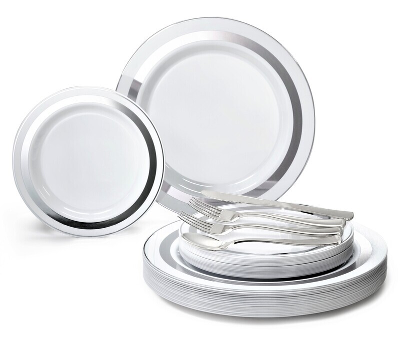 Soleil White &amp; Silver + Silver Silverware