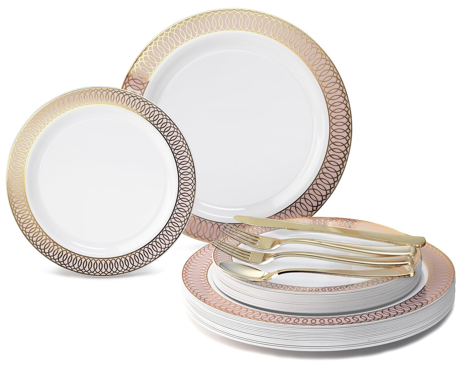 Venice White Blush &amp; Gold + Gold Silverware