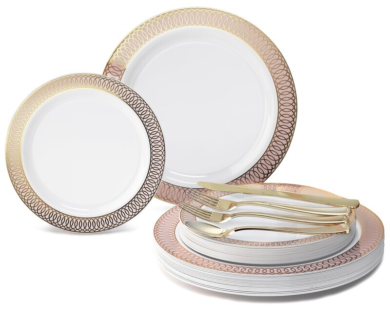 Venice White Blush &amp; Gold + Gold Silverware