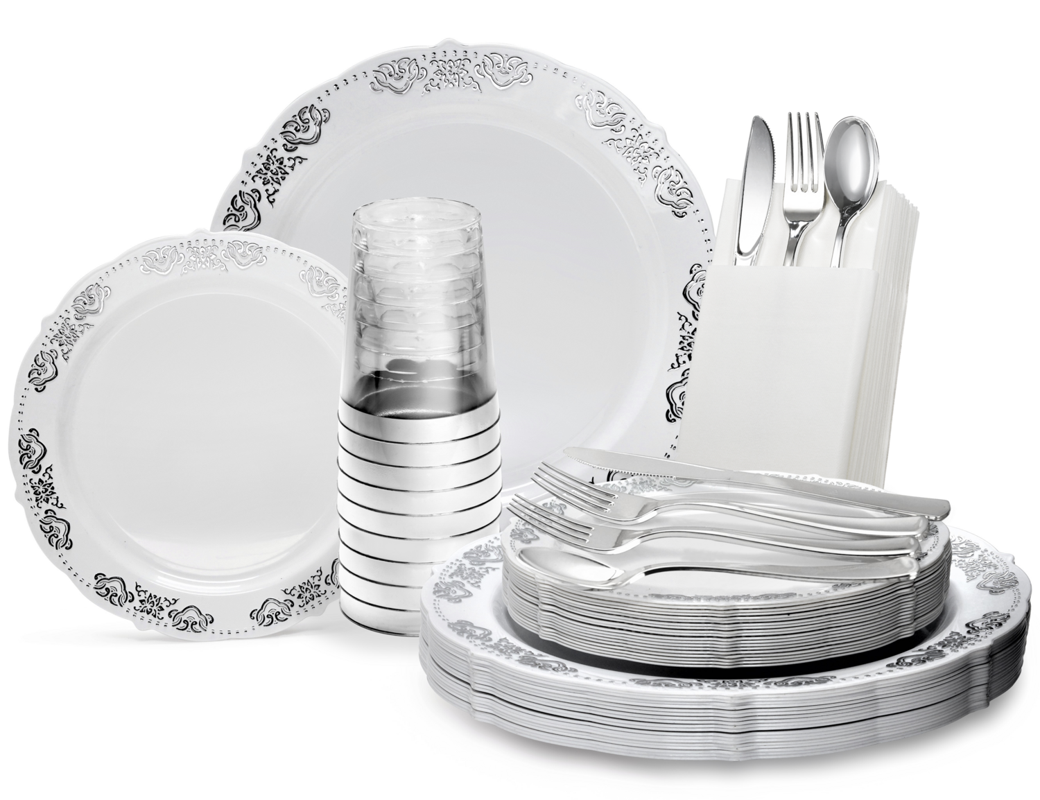 Portofino - White &amp; Silver - Silver Silverware