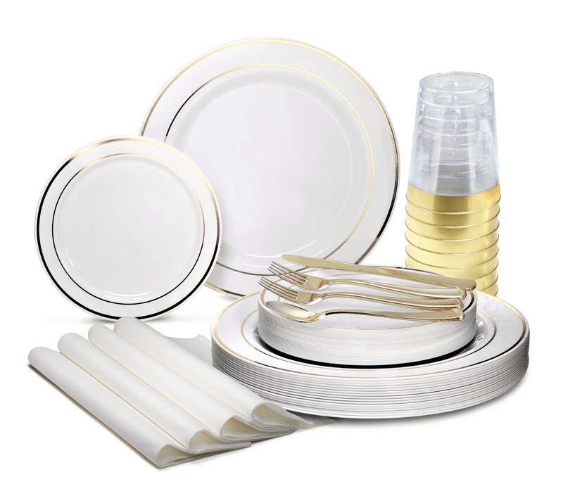 White & Gold Double Rim - Gold Silverware White & Gold Double Rim - Gold Silverware