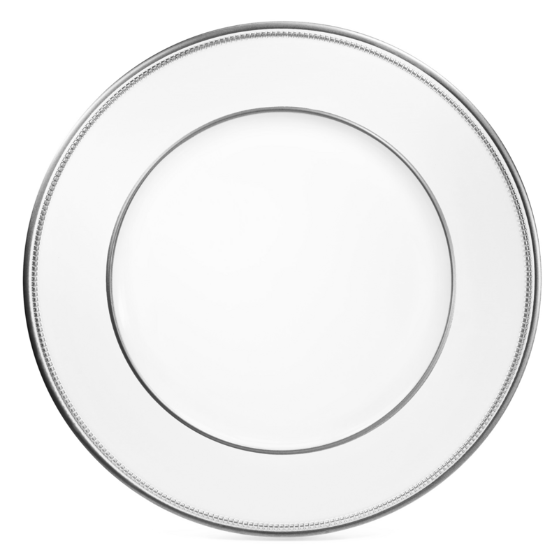 13'' Crown Design Charger Plate, White &amp; Silver - 1 Piece Sample