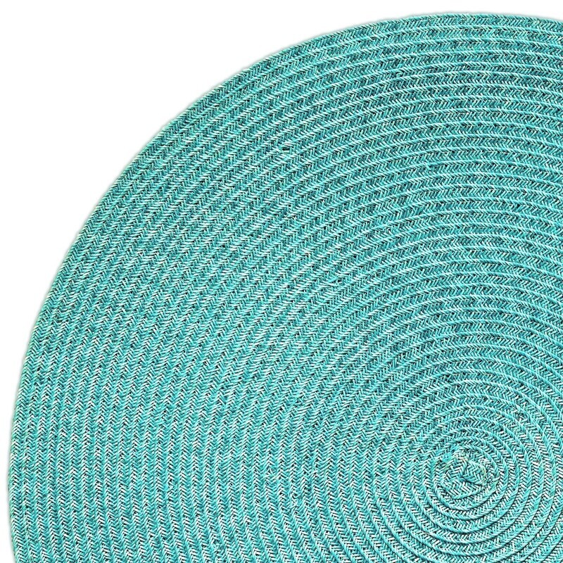 Tuscany Design - Tiffany Blue - Round Handcrafted Woven Polyester Placemat