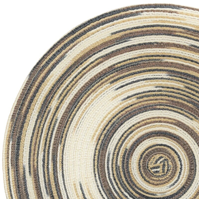 TWIST Design - Brown / Beige / Blue - Round Handcrafted Woven Polyester Placemat