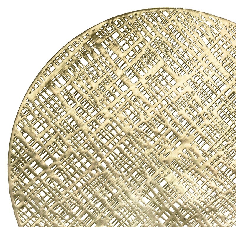 Linen Design- Gold - Round Pressed Vinyl Placemat
