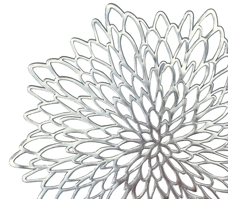 Leaf Design - Silver - Pressed Vinyl Placemat