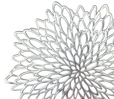 Leaf Design - Silver - Pressed Vinyl Placemat